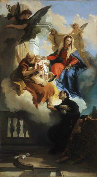 العائلة المقدسة تظهر في رؤيا للقديس كاجيتان ، حوالي 1735. بواسطة Giambattista Tiepolo