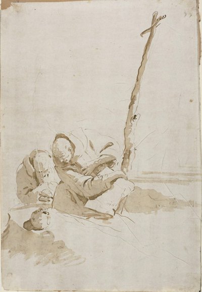راهبان يفكران في جمجمة بواسطة Giambattista Tiepolo