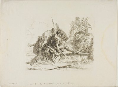 جنديان وامرأتان ، من كابريتشي بواسطة Giambattista Tiepolo