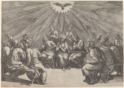 عيد العنصرة بواسطة Gian Jacopo Caraglio after Raphael