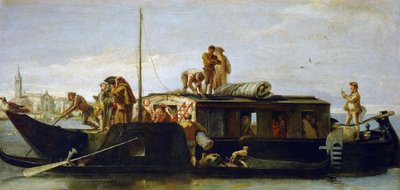 الباروك: The Mail Boat - The Mailboat (Il Burchiello) بواسطة Tiepolo ، Giandomenico (1727-1804) ، حوالي 1764-1765. زيت على قماش ، 38x78.3. متحف تاريخ الفن ، فيينا بواسطة جيوفاني دومينيكو تيبولو
