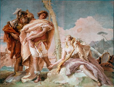 Renaud يتخلى عن رسم Armide لمشهد من Torquato Tasso "La Jerusalem delivree". فريسكو بواسطة Giandomenico Tiepolo (1727-1804) 1757 Sun. 220x310 cm Vicenza، Villa Valmarana Italy بواسطة جيوفاني دومينيكو تيبولو