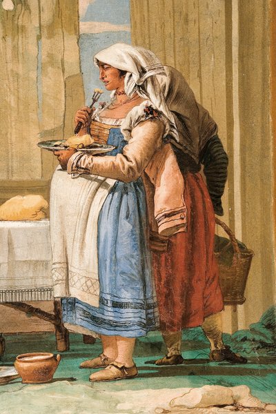 تفاصيل من عائلة الفلاحين على الطاولة ، من غرفة المشاهد الريفية ، في فورستيريا ، 1757 بواسطة جيوفاني دومينيكو تيبولو
