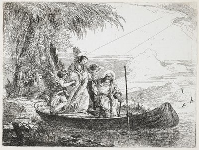 : العائلة المقدسة تدخل القارب من الرحلة إلى مصر ، 1750-1753 بواسطة جيوفاني دومينيكو تيبولو