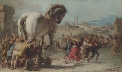 موكب حصان طروادة في تروي ، 1760 م بواسطة جيوفاني دومينيكو تيبولو
