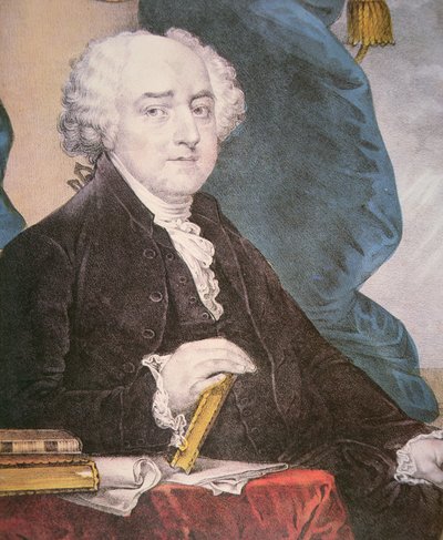 John Adams (1735-1826) published by Nathaniel Currier (1813-88) (colour litho) بواسطة جيلبرت (بعد) ستيوارت