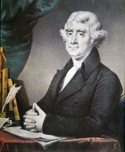 توماس جيفرسون (1743-1826) نشره ناثانيال كوريير (1813-88) (ليثو ملون) بواسطة جيلبرت (بعد) ستيوارت