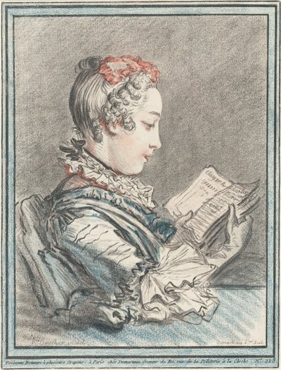 فتاة شابة تقرأ "هلواز وأبيلارد" بواسطة Gilles Demarteau, the Elder after François Boucher