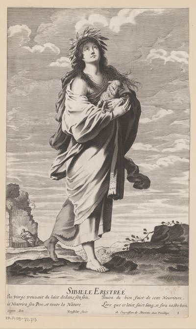 عرافة إريثرا ، مع مريم والطفل في الخلفية Sibille Eristréé (العنوان على الكائن) العرافات (عنوان المسلسل) ليه Sibylles (عنوان المسلسل) بواسطة جيل روسيليت