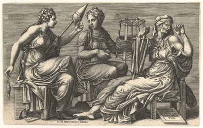 الأقدار الثلاثة Clotho ، Lachesis ، و Atropos ، 1558-59. بواسطة جورجيو غيسي