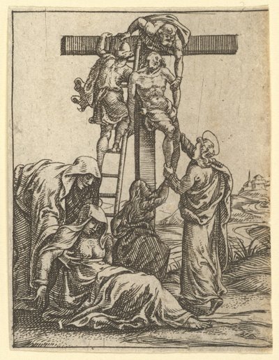 عذراء الأحزان: النزول من الصليب ، واحدة من تسع مقصورات محيطة ... ، بحلول عام 1575. بواسطة جورجيو غيسي
