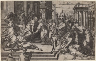الزيارة بواسطة Giorgio Ghisi after Francesco Salviati