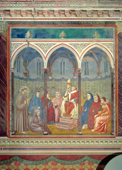القديس فرنسيس يكرز خطبة للبابا هونوريوس الثالث ، 1297-99 بواسطة جيوتو دي بوندوني