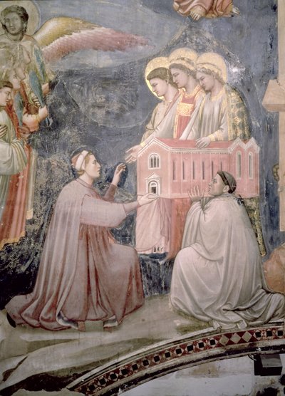 الحكم الأخير ، تفاصيل الراعي Enrico Scrovegni الذي يقدم نموذجًا للكنيسة ، ج 1305 تفاصيل جدارية 65227 بواسطة جيوتو دي بوندوني
