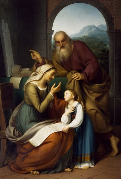 تعليم العذراء ، جيوفاني كارنفالي المعروف باسم Il Piccio (1804-1873) ، زيت على قماش ، 205 × 140 سم. كنيسة أبرشية سانت بارثولوميو ، ألمينو سان بارتولوميو. إيطاليا بواسطة جيوفاني كارنفالي