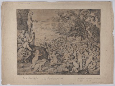 بوتي أمام تمثال فينوس ، بعد تيتيان ، 1636. بواسطة جيوفاني أندريا بوديستا