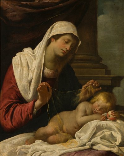مادونا والطفل النائم ، 1618-69 (زيت على قماش) بواسطة Giovanni Andrea di (Attr. to) Ferrari