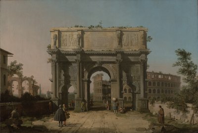 منظر لقوس قسطنطين مع الكولوسيوم ، 1742-5 بواسطة قناة جيوفاني أنطونيو (كاناليتو)