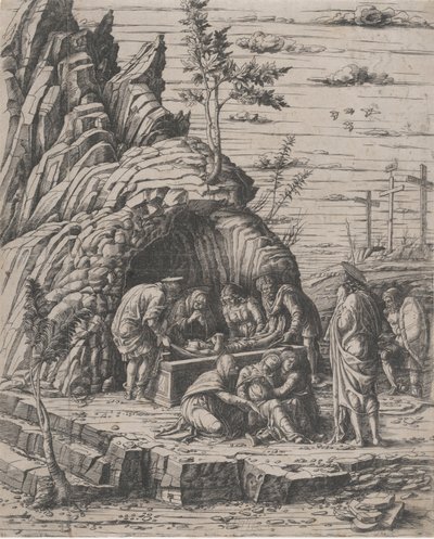 قبر المسيح الذي أنزله رجلان في قبر حجري قبل ... ، كاليفورنيا. 1470-1500. بواسطة جيوفاني أنطونيو دا بريشيا
