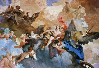 Kidnapping of Venus by Kronos, detail of Course of Sun Chariot, fresco by Giambattista Tiepolo (1696-1770), Tapestry Gallery, Palazzo Clerici, Milan, Lombardy, Italy بواسطة جيوفاني باتيستا تيبولو