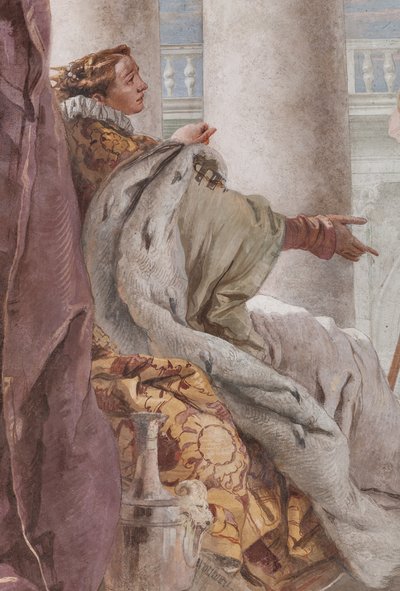 Palazzina (مبنى صغير) ، الغرفة الثالثة أو غرفة Aeneid: "Aeneas يقدم Eros إلى Didone على غرار Ascanius" ، التفاصيل بواسطة جيوفاني باتيستا تيبولو