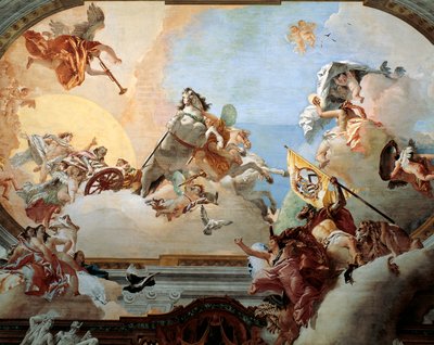 Allegory created for the marriage of Lodovico Rezzonico and the noble Venetian Faustina Savorgnan in 1758, by Giambattista Tiepolo (1696-1770), fresco, Ca 