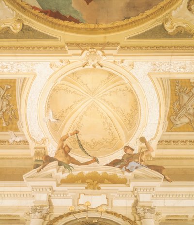 Detail of frescoes on ceiling of ballroom, Villa Pisani, Stra, Venice by Giambattista Tiepolo (1696-1770) بواسطة جيوفاني باتيستا تيبولو