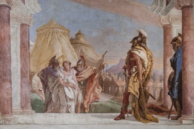 يقود Eurybates و Talthybius Briseis إلى Agamemnon بواسطة جيوفاني باتيستا (1696 ـ 1770) تيبولو