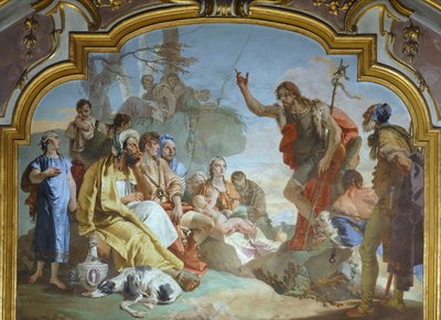 Italy, Bergamo, Colleoni Chapel, St John Baptist preaching to crowd بواسطة جيوفاني باتيستا تيبولو