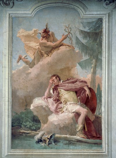 Mercury appearing to Aeneas in dream to order him to go to Carthage, by Giambattista Tiepolo (1696-1770), Room of Aeneid, Villa Valmarana 