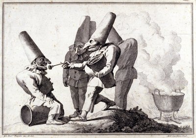 مجموعة Pulcinella (Polichinelle الإيطالية). رسم بالقلم الجاف وغسله بقلم رصاص بقلم جيوفاني باتيستا (جيامباتيستا) تيبولو (1696-1770). بواسطة جيوفاني باتيستا تيبولو