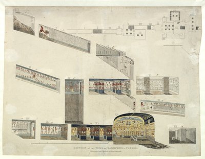قسم من قبر Psammuthis في طيبة ، اكتشفه وافتتحه بيلزوني في عام 1818 بواسطة جيوفاني باتيستا بيلزوني