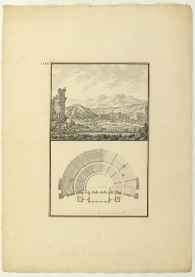 منظر وخطة مسرح هيرابوليس (الآن باموكالي) ، ج .1750 (قلم وحبر وغسل على ورق) بواسطة جيوفاني باتيستا بورا