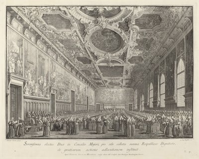 يعود Doge شكرًا في Sala del Consiglio Maggior ، 17631766. بواسطة جيوفاني باتيستا بروستولوني