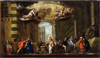 سان سيرو يفوز بالبازيليسق ، رسم تخطيطي لكنيسة سان سيرو في جنوة ، حوالي 1683 (زيت على قماش) بواسطة جيوفاني باتيستا كارلون
