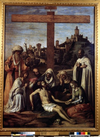 "" ترسب "" نقش "" INRI "" على الصليب. لوحة لجيوفاني باتيستا سيما دا كونيجليانو (حوالي 1459-1517) قاتمة من القرن السادس عشر 199x148 سم متحف بوشكين ، موسكو بواسطة جيوفاني باتيستا سيما دا كونجليانو