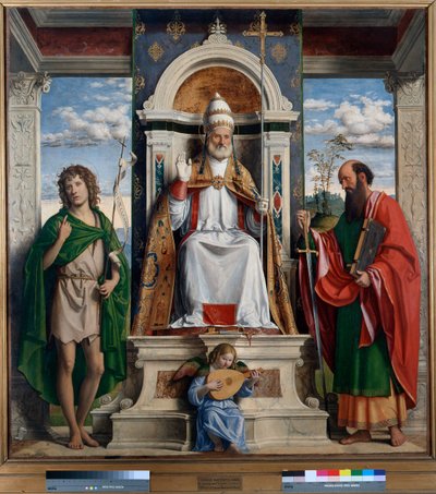 St. Peter Enthroned with St. John the Baptist and St. Paul بواسطة جيوفاني باتيستا سيما دا كونجليانو