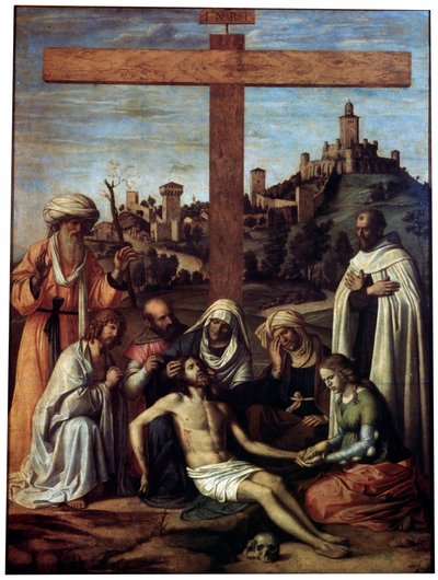 الرثاء على المسيح مع راهب كرميلي ، c1510. بواسطة جيوفاني باتيستا سيما دا كونجليانو