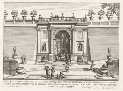 Fontein in de tuinen van de Villa Aldobrandini te Frascati النافورة والارتفاع فوق شارع السرو (...) (العنوان على الكائن) نوافير فيلات فراسكاتي (عنوان السلسلة) فونتينين فان فراسكاتي (عنوان المسلسل) بواسطة جيوفاني باتيستا فالدا