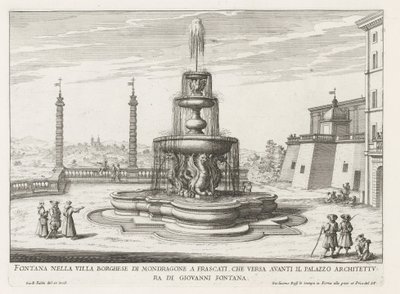 Fontein in de tuinen van de Villa Mondragone te Frascati نافورة في فيلا بورغيزي في موندراجوني في فراسكاتي (...) (العنوان على الكائن) نوافير فيلات فراسكاتي (عنوان السلسلة) فونتينين فان فراسكاتي (عنوان المسلسل) بواسطة جيوفاني باتيستا فالدا