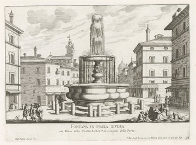 Fontein op Piazza Giudia في روما نافورة في ساحة جيوديا (العنوان على القطعة) نوافير روما (عنوان السلسلة) فونتينين فان روما (عنوان المسلسل) بواسطة جيوفاني باتيستا فالدا