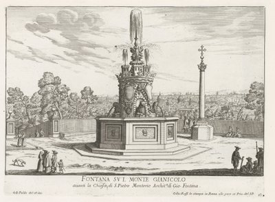 Fontein op Piazza San Pietro في Montorio op de Janiculumberg te Rome نافورة في مونتي جيانيكولو (العنوان على الجسم) نوافير روما (عنوان السلسلة) فونتينين فان روما (عنوان المسلسل) بواسطة جيوفاني باتيستا فالدا