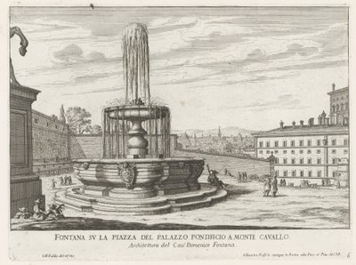 Fontein op Piazza del Quirinale في روما نافورة في ساحة القصر البابوي في مونتي كافالو (العنوان على الجسم) نوافير روما (عنوان السلسلة) فونتينين فان روما (عنوان المسلسل) بواسطة جيوفاني باتيستا فالدا