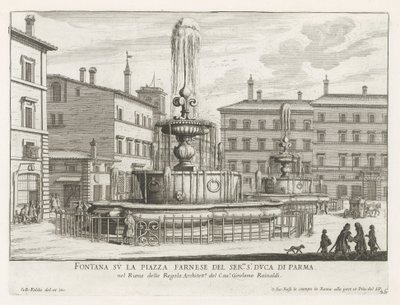 Fonteinen op Piazza Farnese في روما نافورة في ساحة فارنيز للسير.مو إس آر دوكا دي بارما (العنوان على الكائن) نوافير روما (عنوان السلسلة) فونتينين فان روما (عنوان المسلسل) بواسطة جيوفاني باتيستا فالدا
