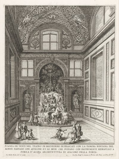 Stanza dei Venti في de tuinen van de Villa Aldobrandini te Frascati غرفة الرياح في مسرح بلفيدير في فراسكاتي (...) (العنوان على الكائن) نوافير فيلات فراسكاتي (عنوان السلسلة) فونتينين فان فراسكاتي (عنوان المسلسل) بواسطة جيوفاني باتيستا فالدا