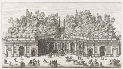 Teatro delle Acque في de tuinen van de Villa Aldobrandini te Frascati عرض وارتفاع تياترو ديل أكو العظيم لفيلا ألدوبراندينا (...) (العنوان على الكائن) نوافير فيلات فراسكاتي (عنوان السلسلة) فونتينين فان فراسكاتي (عنوان المسلسل) بواسطة جيوفاني باتيستا فالدا