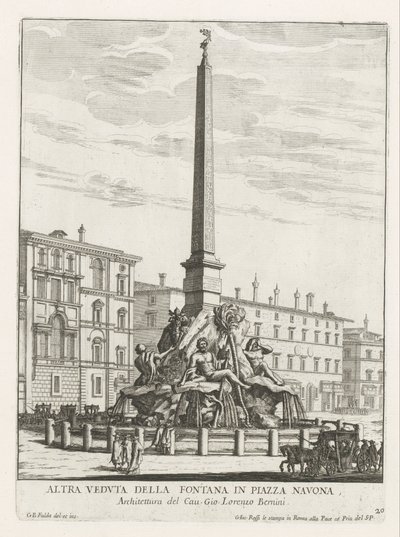 Vierstromenfontein op Piazza Navona te Rome Fountain in Piazza Navona (العنوان على الكائن) نوافير روما (عنوان السلسلة) Fonteinen van Rome (عنوان السلسلة) بواسطة جيوفاني باتيستا فالدا