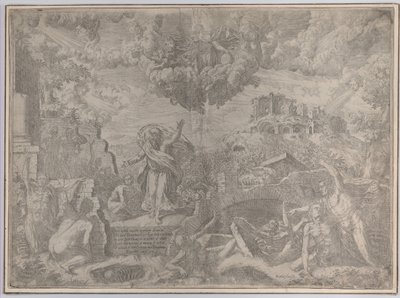 رؤيا حزقيال ، مع قيام الأموات ولبسهم جسدهم ، الله الآب أبو ... ، 1579. بواسطة جيوفاني باتيستا فونتانا