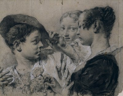 شابة تشتري وردي من شاب بواسطة Giovanni Battista Piazzetta