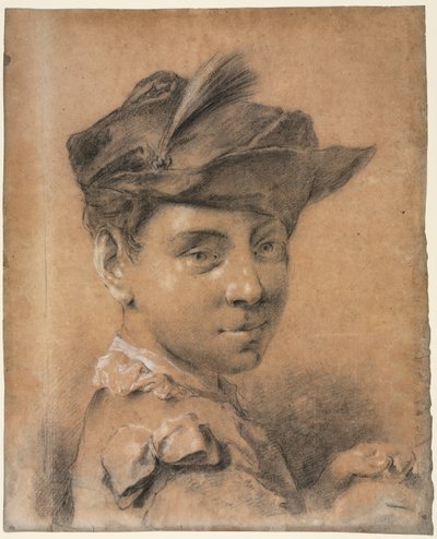 رأس شاب يرتدي قبعة بواسطة Giovanni Battista Piazzetta